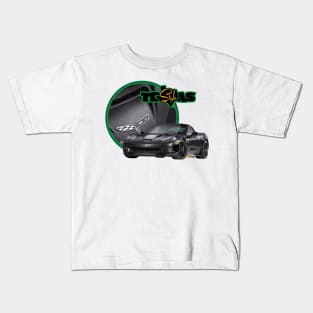 Texas-Style Black Corvette with green trim Kids T-Shirt